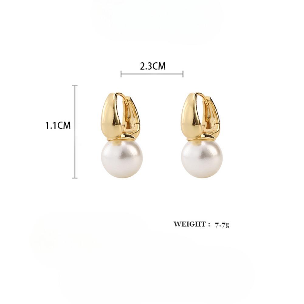 Новые серьги-кольца с имитацией жемчуга, женская мода, минималистский стиль, медная пряжка для ушей, легкие роскошные свадебные серьги, аксессуары