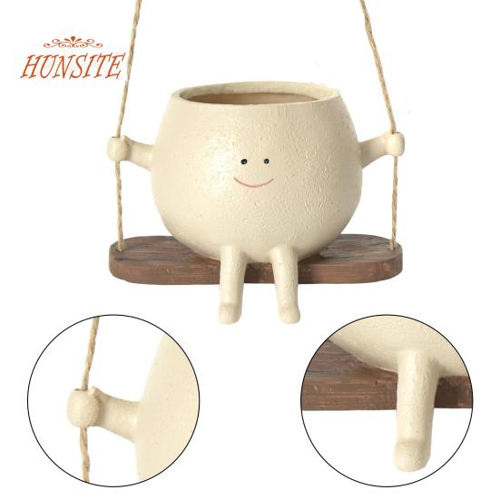 Качающийся горшок с милым дизайном лица, универсальный подвесной горшок