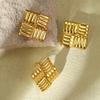 GEMCHIC Women's Geometric Square Texture Stainless Steel Earrings 18K Gold Plated Statement Jewelry