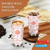 Floral Bow Pattern Stainless Steel Insulated Coffee Tumbler Reusable Vacuum Thermal Mug for Hot Cold Drinks Cute Aesthetic Travel Cup for Gift