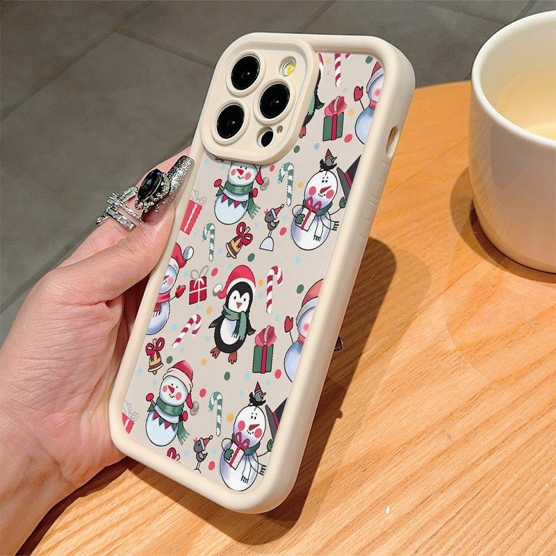 Милый Пингвин Снеговик для iPhone14/15Promax Apple 11/12/13 Силиконовый Чехол для Телефона 16Pro
