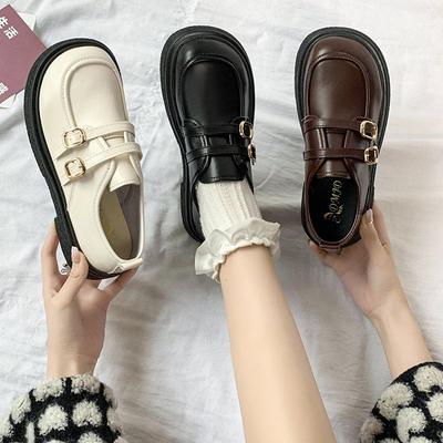 Японские ретро квадратный носок маленькие кожаные туфли женские осенние новые платформа модный темперамент одинарные туфли