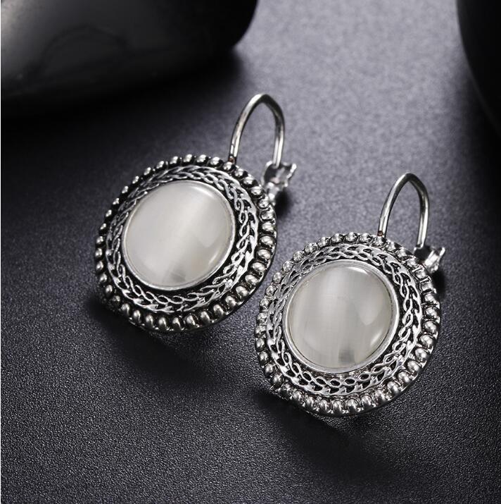 Большие серьги-капли для женщин, винтажные висячие серьги, синие, черные, круглые серьги с камнями ARI