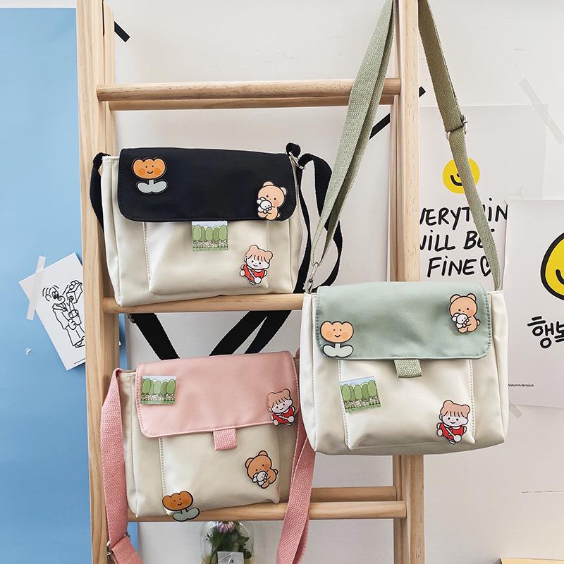 Милая сумка для телефона, студенческая сумка-мессенджер с алфавитом и застежкой-молнией, женская мини-холщовая сумка с рисунком из мультфильма