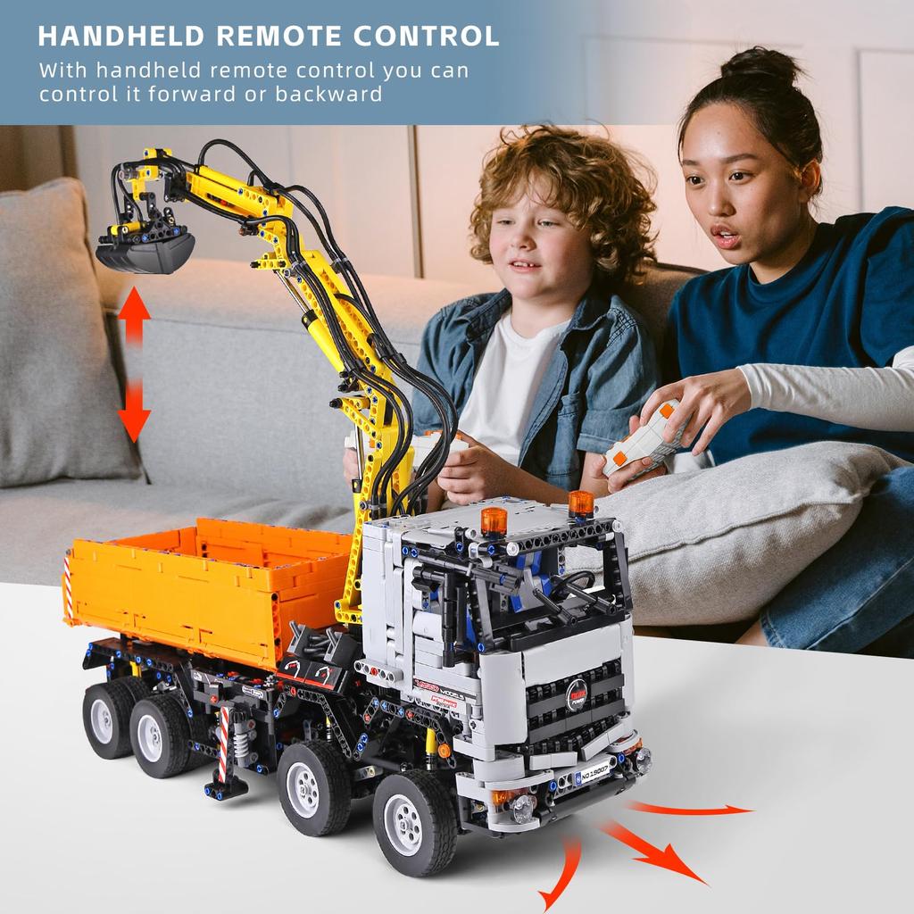 Mold King 19007 технология аэродинамическая модель грузовика комплект строительных блоков, 2970 больших аэродинамических крановых строительных блоков, строительная машина с 3