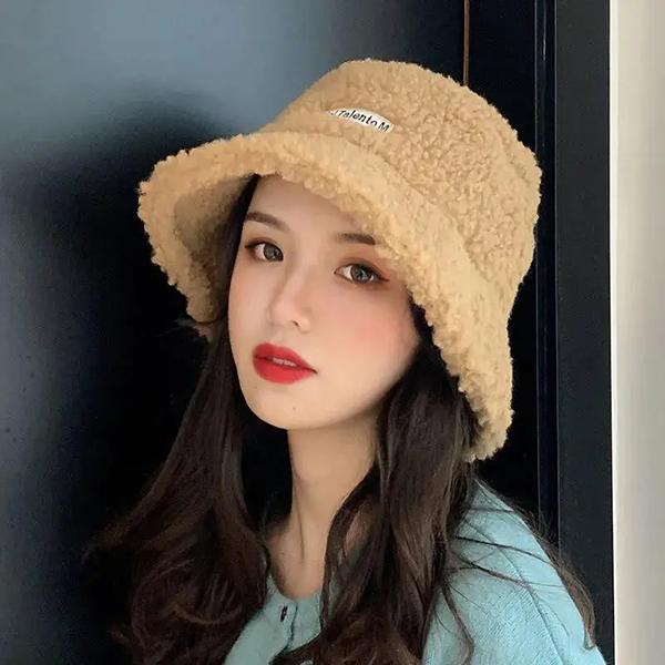 WTEMPO Ретро овечья шерсть теплые толстые рыболовные шапки женские однотонные универсальные повседневные пушистые панамы осень-зима