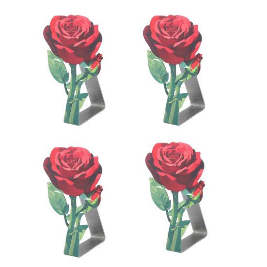 4 шт. Зажим для скатерти из нержавеющей стали Роза Нескользящий для помещений и улицы Свадьба