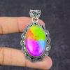 Радужный солнечный кварц драгоценный камень ручной работы подвеска из стерлингового серебра 925 пробы 2,56" Q8A14