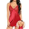 1 шт., однотонная высококачественная женская пижама, сексуальная, удобная, с глубоким V-образным вырезом, ночная рубашка, кружево