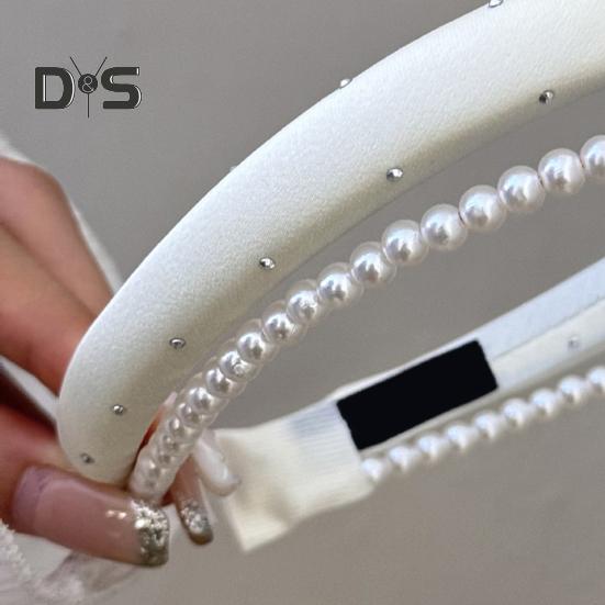 Повязка на голову с имитацией жемчуга, легкая двухслойная повязка на голову, обруч для волос во французском стиле, мягкий на ощупь, универсальный аксессуар для одежды