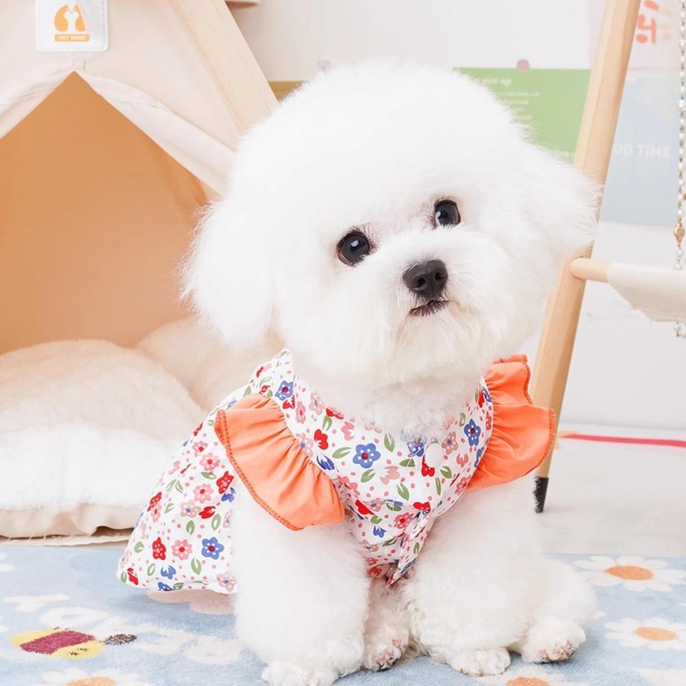 Thin Pet Dog Clothes Soft Dog Flying Sleeve Skirt Fashion Dog Princess Dress  Casual Outfit