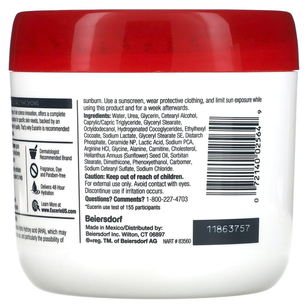 Eucerin Rough Skin Relief Cream, Fragrance-Free, 16 Oz (454 G)