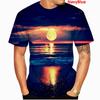 Новая летняя мода Популярная футболка с короткими рукавами и принтом 3D Moonlight Повседневная футболка Дышащая и удобная футболка