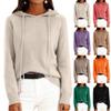 Women's Fashionable Long-sleeved Solid-color Pullover Hooded Knitted Sweater Top
