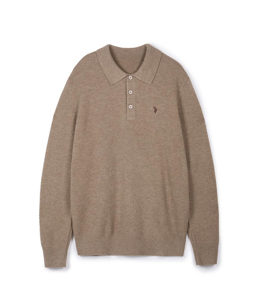 USPOLOASSN Merino Wool Collar Knit_Melange Beige