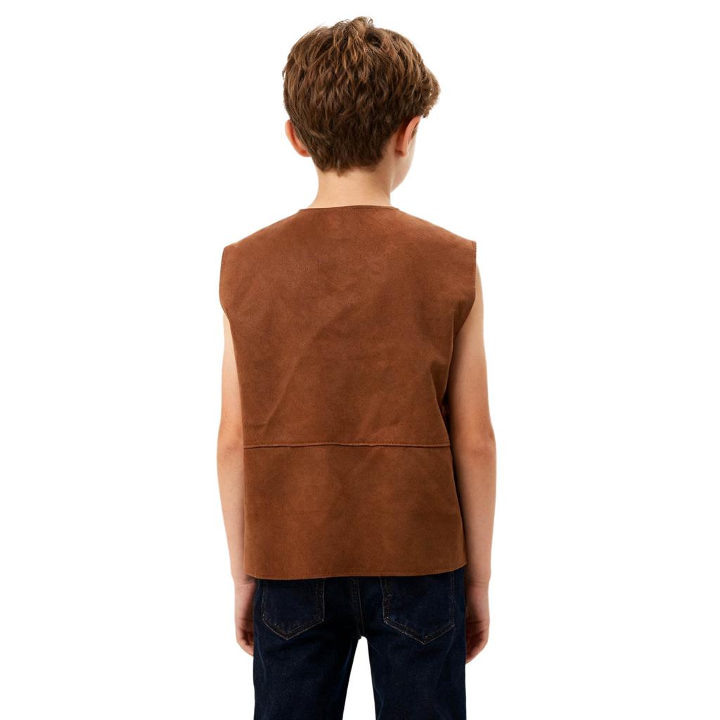 Детский костюм эпохи Средневековья и Ренессанса с V-образным вырезом, без рукавов, со шнуровкой спереди, жилет с разрезами, пиратский, готический, стимпанк