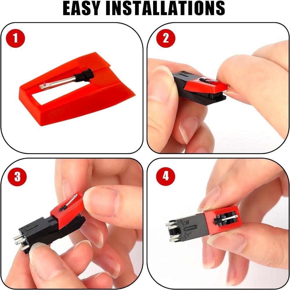 4Pcs Durable Replacement Stylus Needles Red Turntable Needle Record Player Accessories