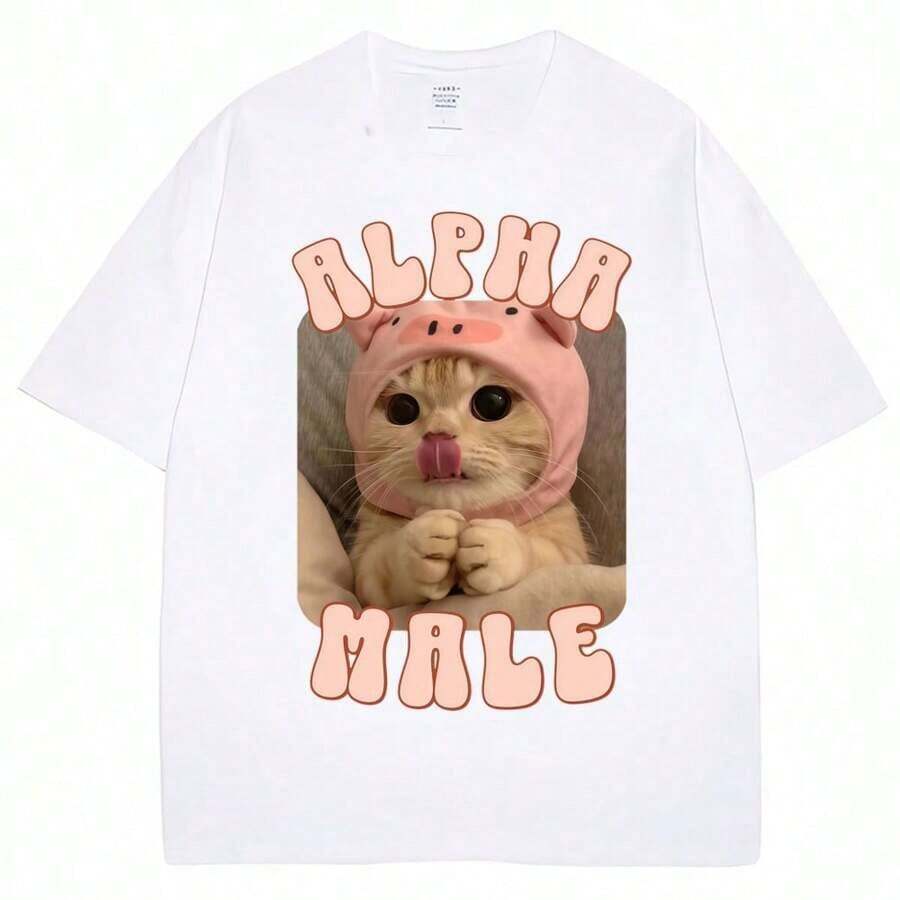 Funny Alpha Male Cat Graphic T-Shirt Unisex Fashion Aesthetic Kawaii Cute T-Shirt