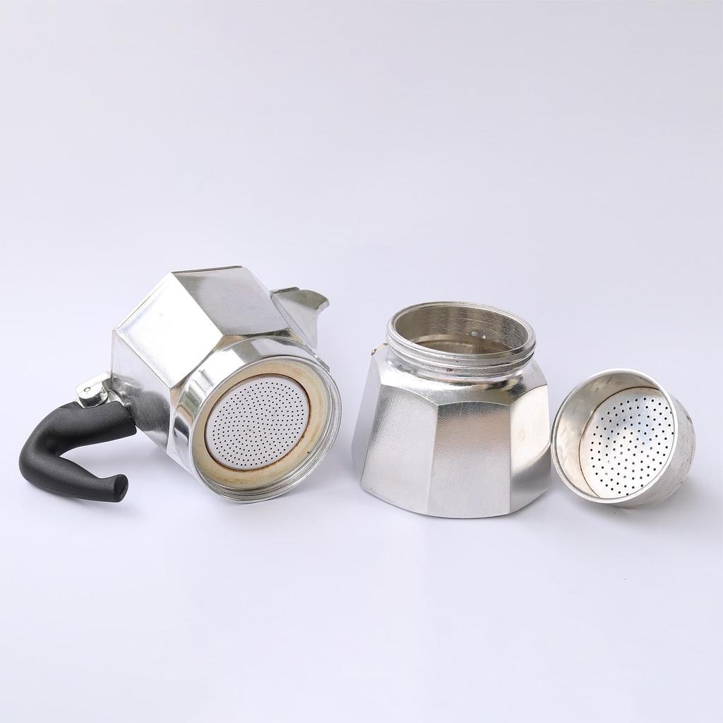 Алюминиевые детали кофейника uxcell для нержавеющей эспрессо-машины с 1 фильтром и 3 силиконовыми прокладками для кофейника для мокко на 6 чашек (Серебряный)