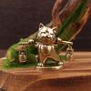 Ретро Китайская Металлическая Статуэтка Кошек Котенок Несущий Корзины Фигурка Удачи Элегантный Декоративный Элемент для Настольной Выставки