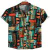 Summer Comfortable Men's 3D Digital Printed Short Sleeved Shirt with Fashionable Button Design Suitable for Outdoor Activities and Leisure Beach