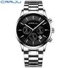 CRRJU New Men's Steel Band Sports Watch Fashion Business Multi-functional Six-pin Chronograph Watch