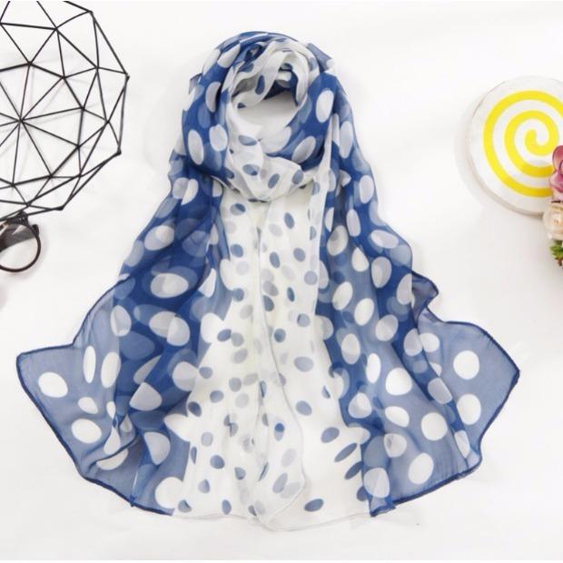 Весенне-летний тонкий полупрозрачный шарф в горошек, ветрозащитный и солнцезащитный шарф с художественным декором в горошек, длинный