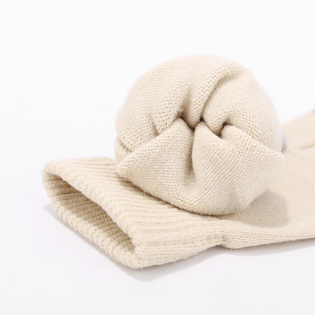 Big Head Circumference Solid Color Face Enhancing Small Hat Scarf Gloves Three Piece Set Winter Outdoor Warm Hat Set