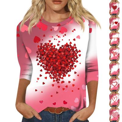 Женская модная повседневная свободная футболка с круглым вырезом и рукавами 3/4 с принтом, женский топ