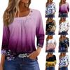 Women's T Shirt Tee Print Button 3/4 Sleeve Daily Weekend Fashion Basic Regular Top