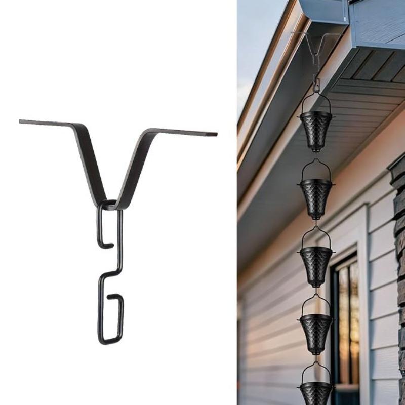 Premium Metal Rain Chain Hook Install Kit Gutter Downspout Fitting for Porch Garden Yard Outdoor Decor