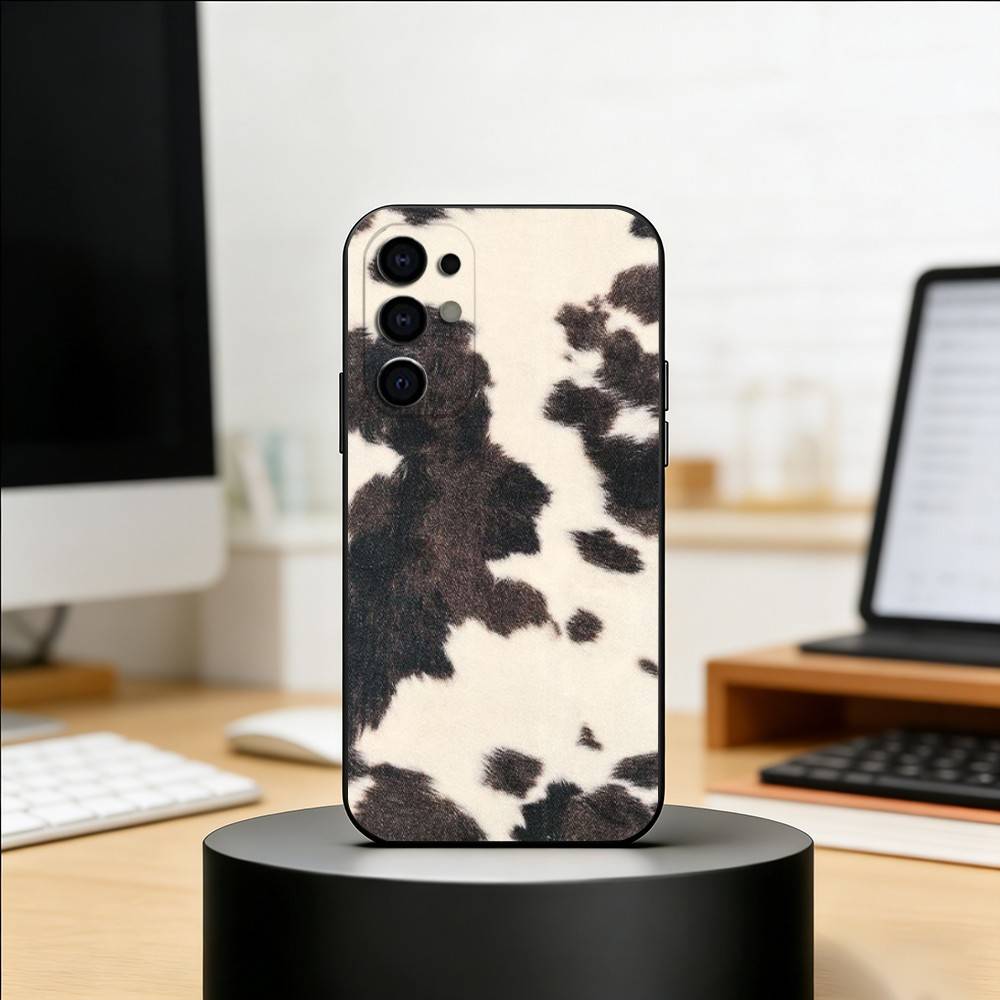 Brown White Cow Phone Case Black Silicone Soft For Samsung S25,S24,S21,S22,S23,S30,Ultra,S20,Plus,Fe,Lite