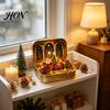 Tiny Winter Scene Christmas Wonderland in a Tin, Mini Holiday Diorama Decor, Miniature Eve Keepsake with Santa, Tree, Gifts & Snowman, Table