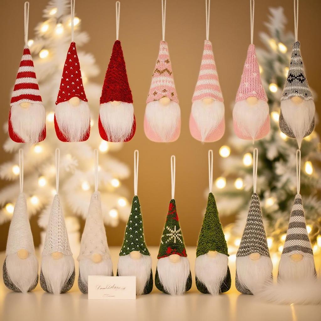 Mingguan Colorful Knitted Gnome Ornaments - Faceless Old Man Christmas Decorations