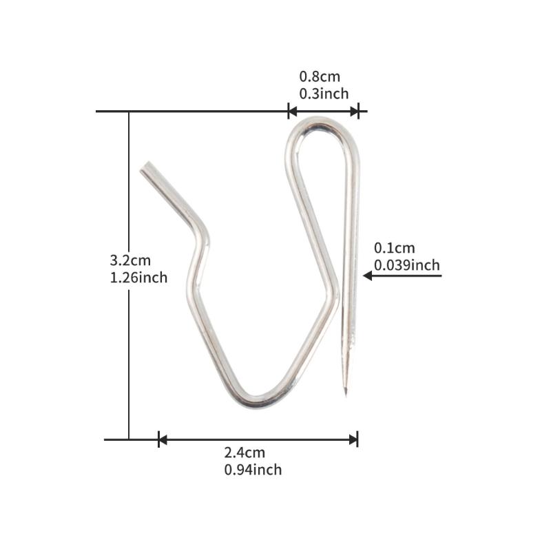 60pcs Heavy Duty Metal Curtain Hook Rustproof Drapery Pin Multipurpose Curtain Pin for Pinches Pleat Curtains In Homes