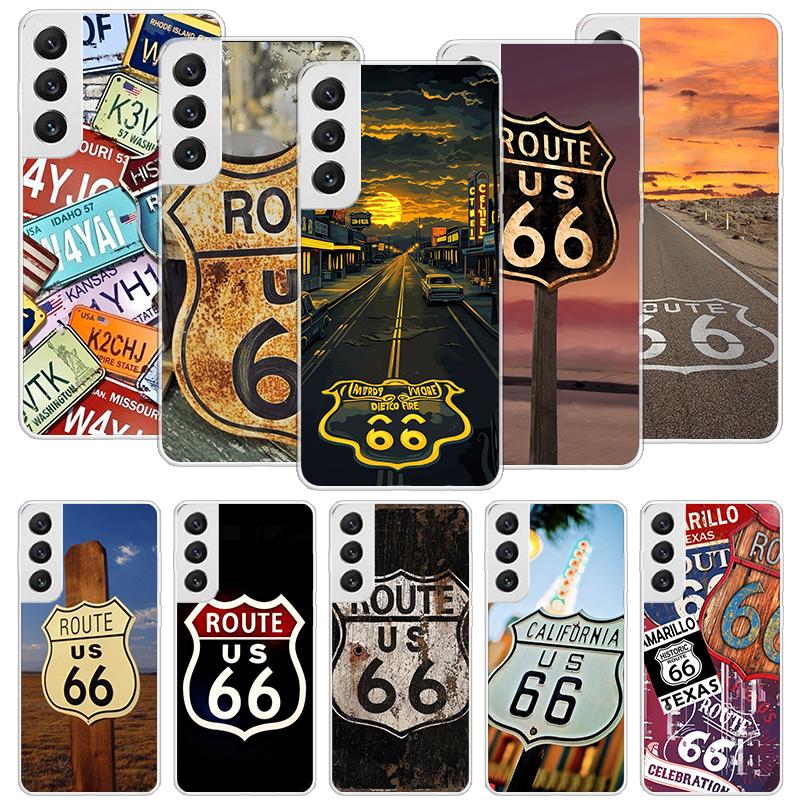 America Route 66 Phone Case For Samsung Galaxy S26 S25 Edge S24 S23 FE S22 Ultra S21 Plus S20 + Fundas Cover Coque Galaxy S25 S2