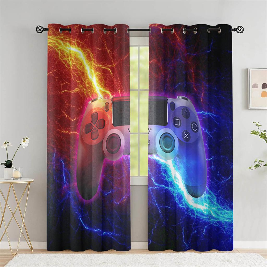 3D Printing Video Gamer Window Curtains for Boys Kids Children Bedroom Gaming Door Living Room Decor Drapes Blind Shading 2panel