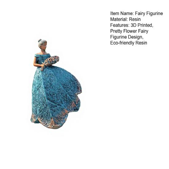 Simulated Flower Fairy Figurine, Resin Sculpture with Embossed Lace Texture, Ornament for Outdoor Indoor Garden Decor Elegant Gift
