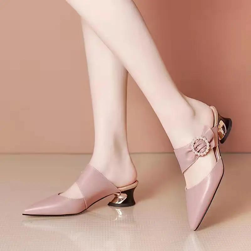 Sapatos femininas женские симпатичные бежевые офисные туфли на квадратном каблуке женские классические удобные весенние и летние рабочие туфли на каблуке ba101