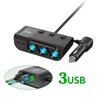 120W 3 In 1 Three USB Socket Car Cigarette Lighter Adapte 12V 24V Splitter LED Plug Adapter for IPhone GPS Dashcam
