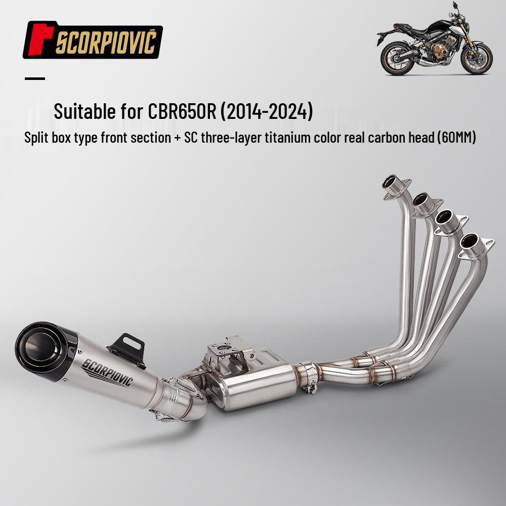 Модификация выхлопной системы CBR650R (полная система): Передняя часть и глушитель.