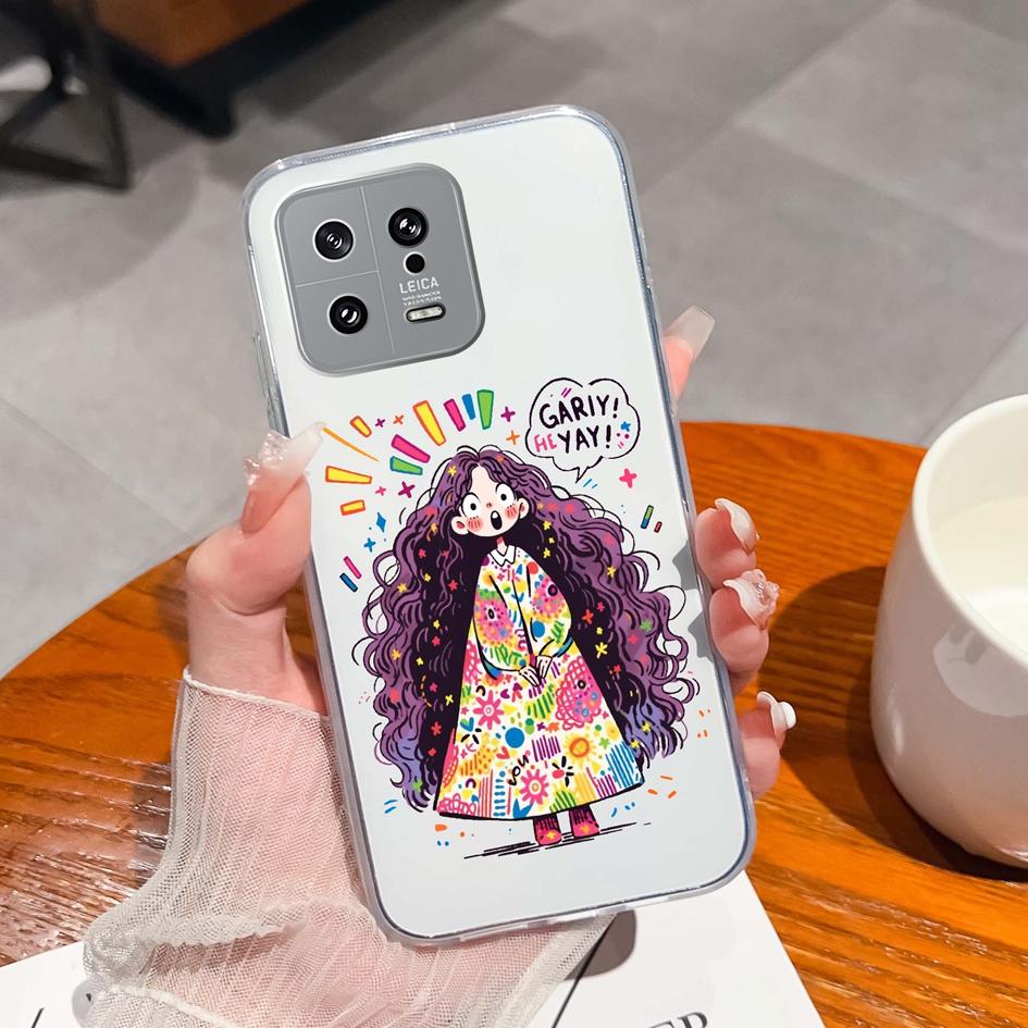Для Xiaomi 13 14 12 12S 12T 12X Ultra Lite Poco M7 X7 Pro чехол для телефона милый мультяшный рисунок животного прозрачный силиконовый защитный чехол для Xiaomi Capa
