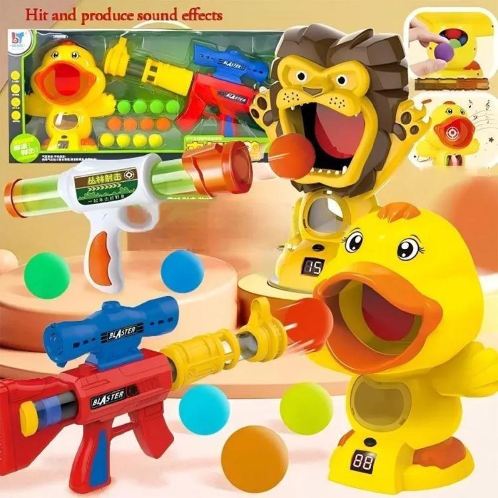 Interactive Parent-Child Airsoft Gun Toy Soft Bullet Shooting Duck Rex Ball Lion Design Elastic Gun Children Educational Game