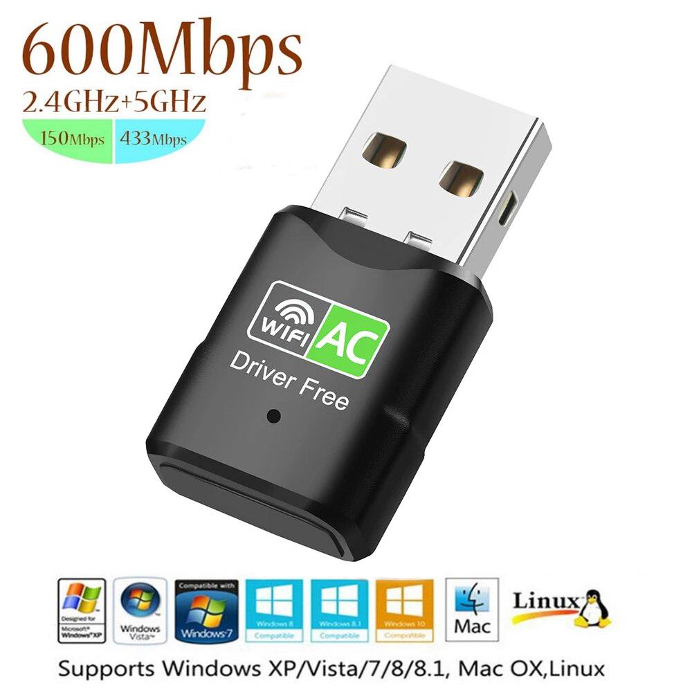 Бесплатный драйвер, версия 600 Мбит/с, беспроводной USB-адаптер Wi-Fi, приемник 2,4 + 5 ГГц, USB Wi-Fi 802.11n/g/b, сетевая карта