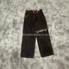 Mens Relaxed Fit Washed Denim Jeans With Embroidered Hip Hop Graphic Casual Wear
