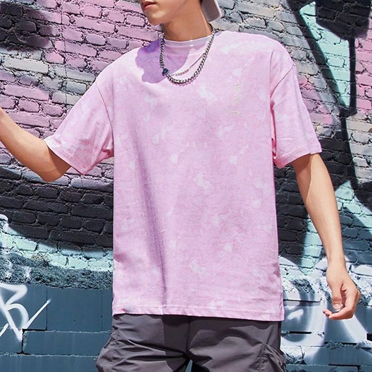 Футболка мужская с коротким рукавом и круглым вырезом Li Ning X Erik Ellington Collaboration Signature Series с вышитым логотипом, розовая AHSR981-1