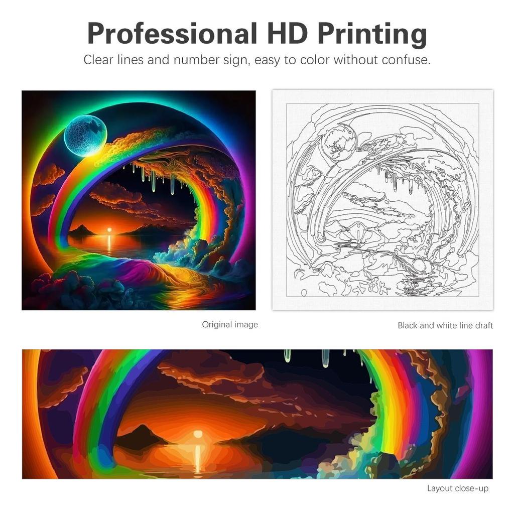 Frame Painting By Numbers For Adults Kits Colorful Wave Landscape Picture By Numbers Diy Crafts For Home Decors 40x40