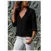 GMXIA Women's Fashion Casual Summer Solid Color Print Long Sleeve V-Neck Blouses & Chiffon Shirts