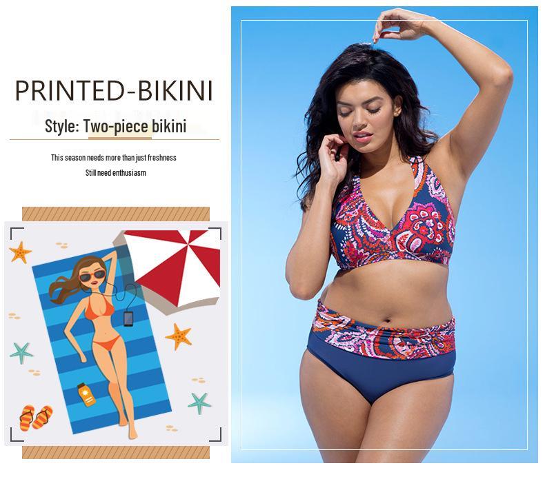 Европейский и американский сексуальный купальник бикини большого размера с принтом - Женский купальник из двух частей
