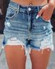 Летние модные шорты из денима с высокой талией и необработанным краем для женщин 2024 года